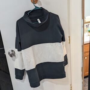 Lole Black and Cream Cowl Neck Sweater